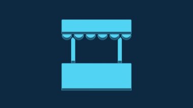 Blue Ticket box office icon isolated on blue background. Ticket booth for the sale of tickets for attractions and sports. 4K Video motion graphic animation.