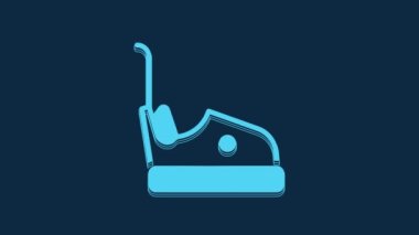 Blue Bumper car icon isolated on blue background. Amusement park. Childrens entertainment playground, recreation park. 4K Video motion graphic animation.
