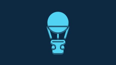 Blue Hot air balloon icon isolated on blue background. Air transport for travel. 4K Video motion graphic animation.