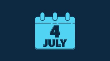 Blue Day calendar with date July 4 icon isolated on blue background. USA Independence Day. 4th of July. 4K Video motion graphic animation.