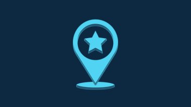 Blue USA Independence day icon isolated on blue background. 4th of July. United States of America country. 4K Video motion graphic animation.