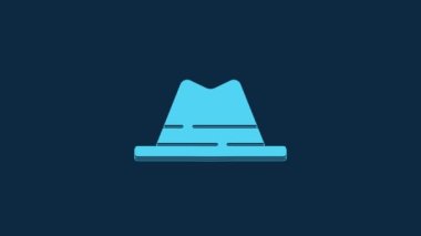 Blue Man hat with ribbon icon isolated on blue background. 4K Video motion graphic animation.