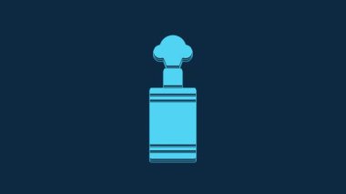 Blue Hand grenade icon isolated on blue background. Bomb explosion. 4K Video motion graphic animation.