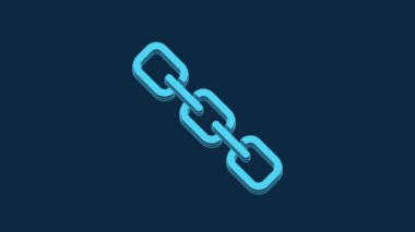 Blue Chain link icon isolated on blue background. Link single. Hyperlink chain symbol. 4K Video motion graphic animation.