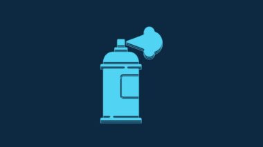 Blue Paint spray can icon isolated on blue background. 4K Video motion graphic animation.