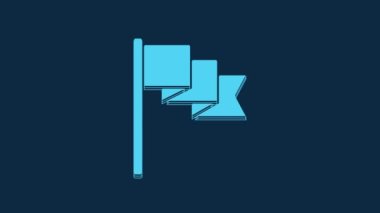 Blue Flag icon isolated on blue background. Location marker symbol. 4K Video motion graphic animation.