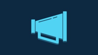 Blue Megaphone icon isolated on blue background. Speaker sign. 4K Video motion graphic animation.