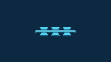 Blue Barbed wire icon isolated on blue background. 4K Video motion graphic animation.