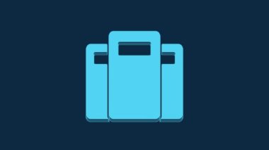 Blue Police assault shield icon isolated on blue background. 4K Video motion graphic animation.