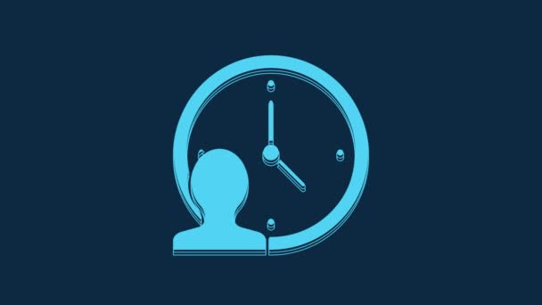 Blue Time Management Icon Isolated Blue Background Clock Gear Sign — Vídeos de Stock