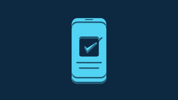 Blue Smartphone Mobile Phone Icon Isolated Blue Background Video Motion — Vídeo de Stock
