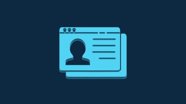Blue Resume Icon Isolated Blue Background Application Searching Professional Staff — Vídeo de stock