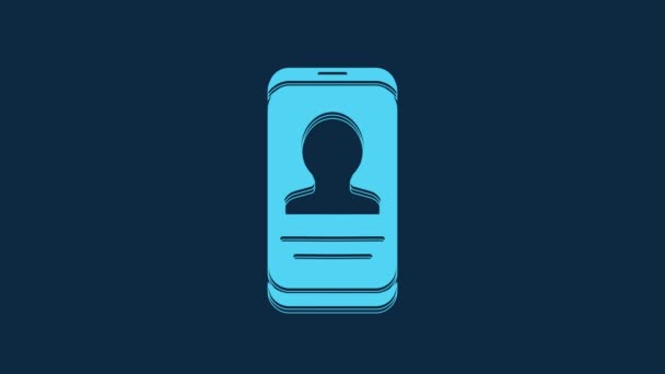 Blue Mobile Med Ikon Isolerad Blå Bakgrund Ansökan Söker Professionell — Stockvideo
