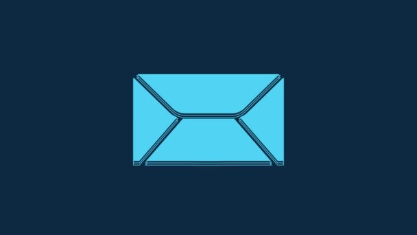 Blue Envelope Icon Isolated Blue Background Email Message Letter Symbol — 图库视频影像