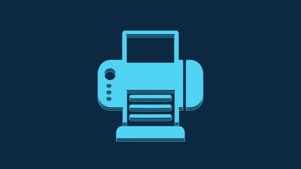 Blue Printer Icon Isolated Blue Background Video Motion Graphic Animation — Αρχείο Βίντεο