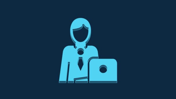 ブルービジネスマンのアイコンは青の背景に隔離されています ビジネスアバターシンボルユーザープロフィールアイコン 男性のユーザー記号 4Kビデオモーショングラフィックアニメーション — ストック動画