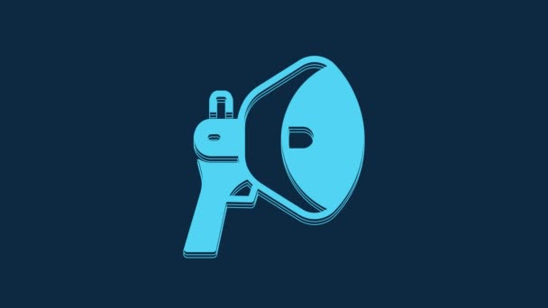 Blue Megaphone Icon Isolated Blue Background Speaker Sign Video Motion — 비디오