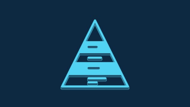Blue Business Pyramid Chart Infographics Icon Isolated Blue Background Pyramidal — Wideo stockowe