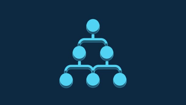 Blue Business Hierarchy Organogram Chart Infographics Icon Isolated Blue Background — Αρχείο Βίντεο