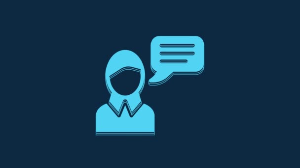 Blue Speech Bubble Chat Icon Isolated Blue Background Message Icon — Stockvideo