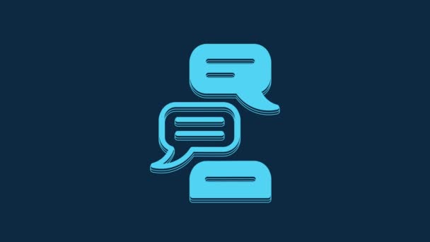 Blue Speech Bubble Chat Icon Isolated Blue Background Message Icon — Stock video