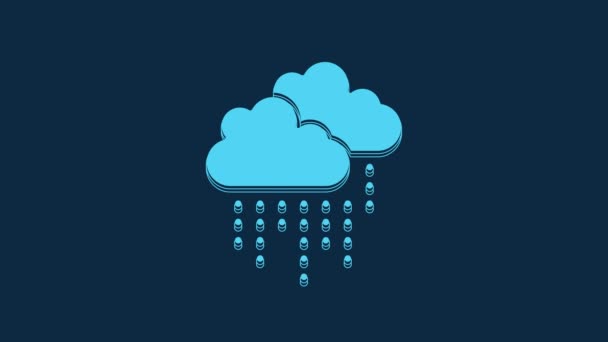 Blue Cloud Rain Icon Isolated Blue Background Rain Cloud Precipitation — Vídeos de Stock