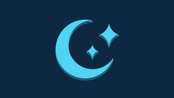 Blue Moon Stars Icon Isolated Blue Background Video Motion Graphic — Vídeos de Stock