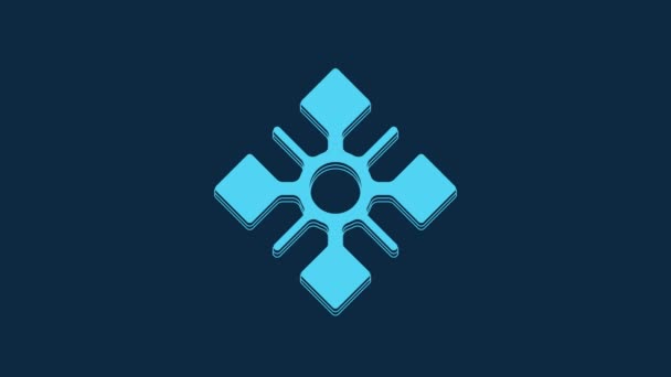 Blue Snowflake Icon Isolated Blue Background Video Motion Graphic Animation — Stockvideo