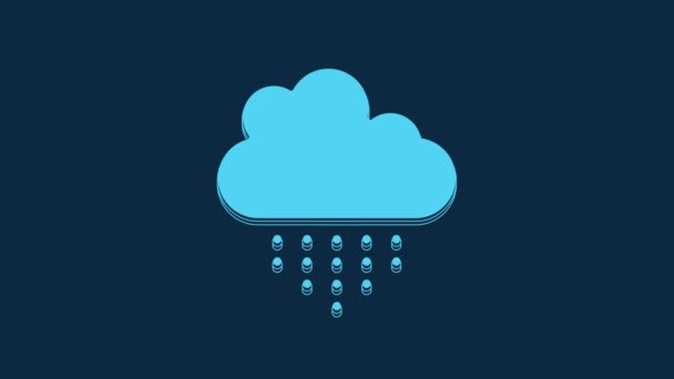 Blue Cloud Rain Icon Isolated Blue Background Rain Cloud Precipitation — Stockvideo