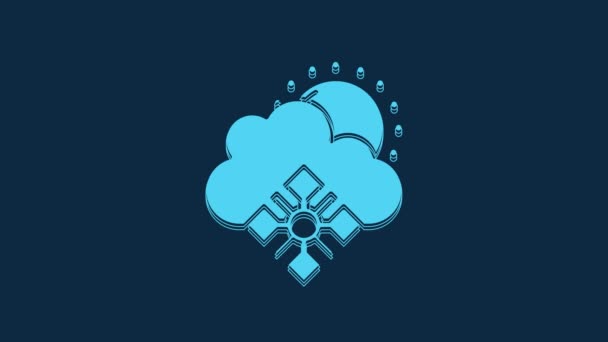 Blue Cloud Snow Sun Icon Isolated Blue Background Cloud Snowflakes — стоковое видео