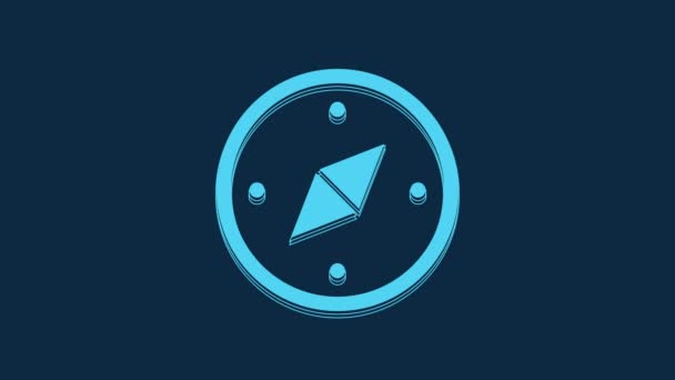 Blue Compass Icon Isolated Blue Background Windrose Navigation Symbol Wind — Vídeos de Stock