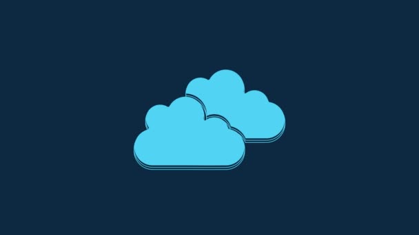 Blue Cloud Icon Isolated Blue Background Video Motion Graphic Animation — Stockvideo