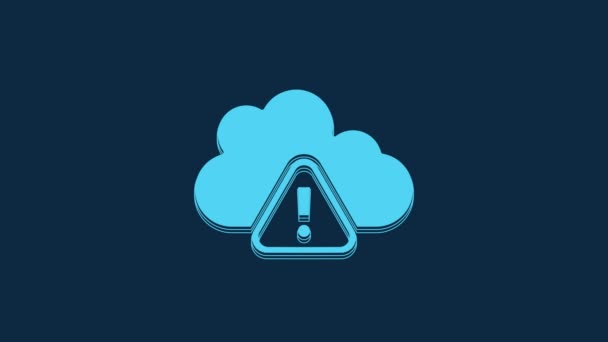 Blue Storm Warning Icon Isolated Blue Background Exclamation Mark Triangle — Stock Video