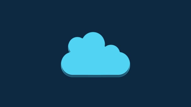 Blue Cloud Icon Isolated Blue Background Video Motion Graphic Animation — Vídeos de Stock