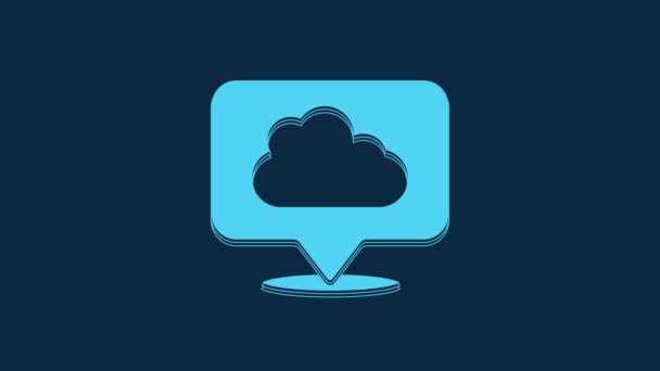 Niebieski Lokalizacja Ikona Chmury Izolowane Niebieskim Tle Animacja Graficzna Ruchu — Wideo stockowe