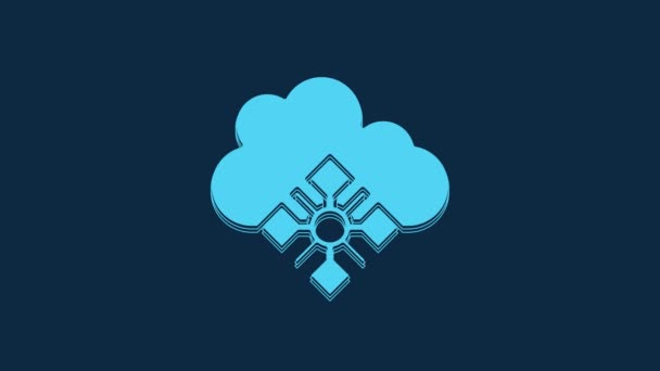Blue Cloud Snow Icon Isolated Blue Background Cloud Snowflakes Single — 图库视频影像