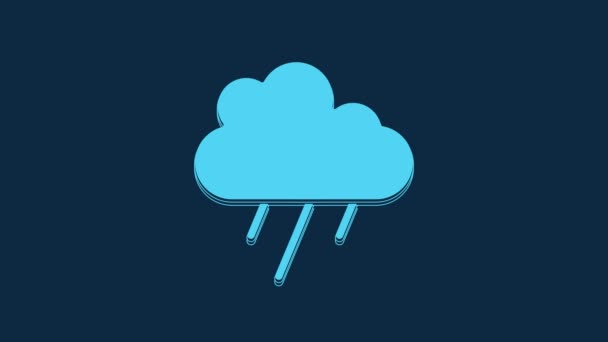 Blue Cloud Rain Icon Isolated Blue Background Rain Cloud Precipitation — Wideo stockowe