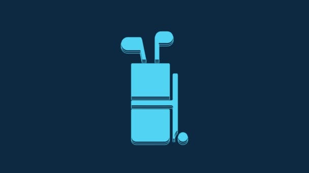 Блу Гольф Пакет Іконою Ізольованою Синьому Фоні Відеографічна Анімація — стокове відео