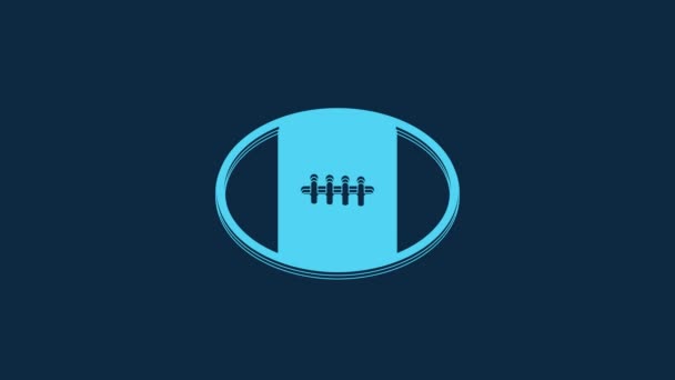 Niebieska Ikona Piłki Rugby Niebieskim Tle Animacja Graficzna Ruchu Wideo — Wideo stockowe
