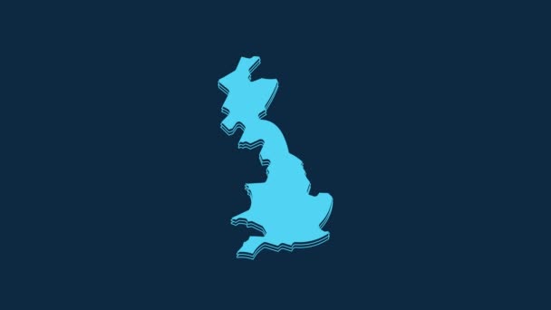 Icono Mapa Inglaterra Azul Aislado Sobre Fondo Azul Animación Gráfica — Vídeo de stock