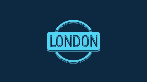 蓝色伦敦标志图标孤立在蓝色背景 4K视频运动图形动画 — 图库视频影像