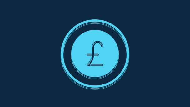 Blue Coin Money Pound Sterling Symbol Icon Isolated Blue Background — Stock Video