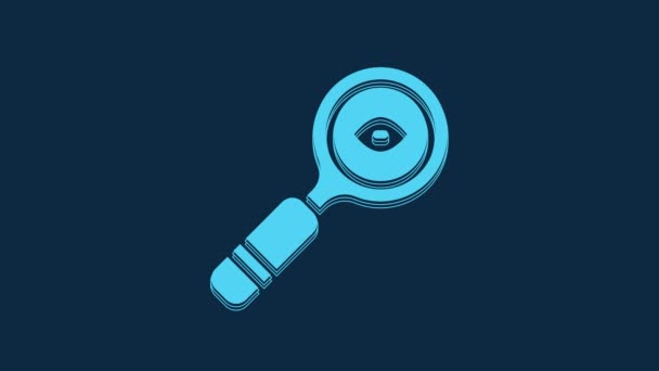 Blue Magnifying Glass Icon Isolated Blue Background Search Focus Zoom — Video Stock