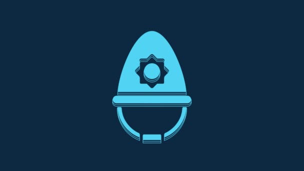 蓝色英国警察头盔图标隔离在蓝色背景 4K视频运动图形动画 — 图库视频影像