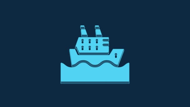 Blaues Kreuzfahrtschiff Ozeansymbol Isoliert Auf Blauem Hintergrund Kreuzfahrt Die Welt — Stockvideo