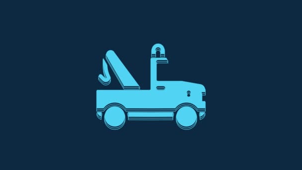 Ícone Caminhão Reboque Azul Isolado Fundo Azul Animação Gráfica Movimento — Vídeo de Stock