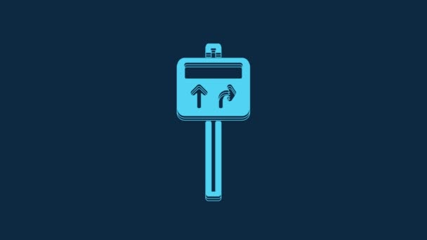 Blue Road Traffic Sign Signpost Icon Isolated Blue Background Pointer — Video
