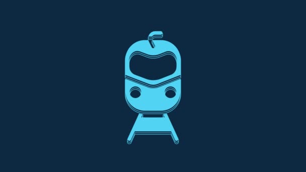 Blue Train Railway Icon Isolated Blue Background Public Transportation Symbol — Stock Video