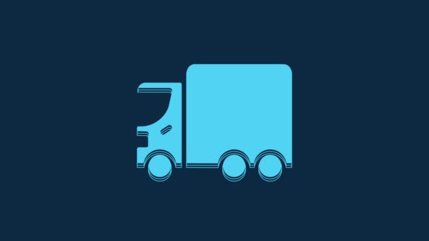 Blue Delivery Cargo Truck Vehicle Icon Isolated Blue Background Video — Vídeo de stock