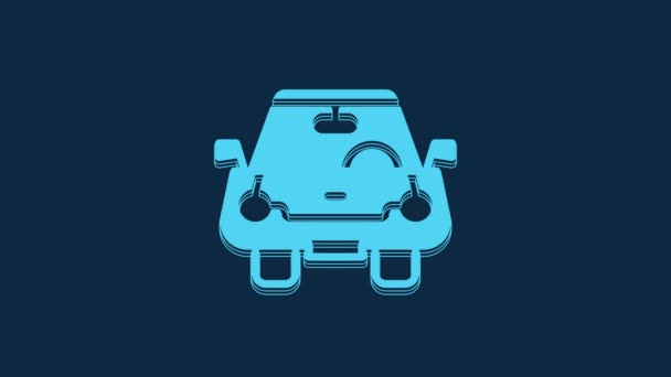 Blue Car Icon Isolated Blue Background Front View Video Motion — Wideo stockowe